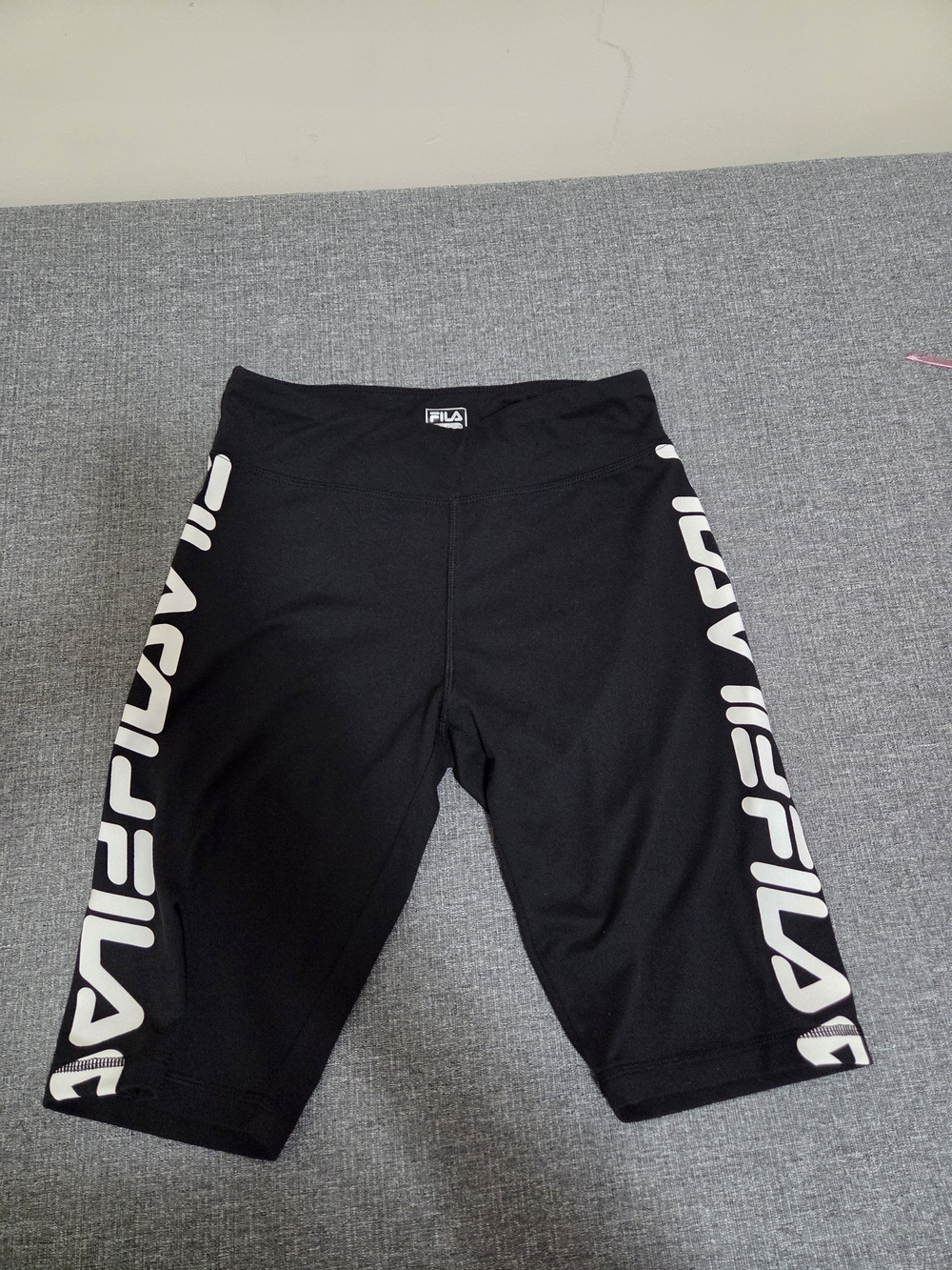 Fila Black Bike Shorts with White Side Logos